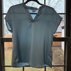 Nicole Miller Sky Blue V-Neck Blouse